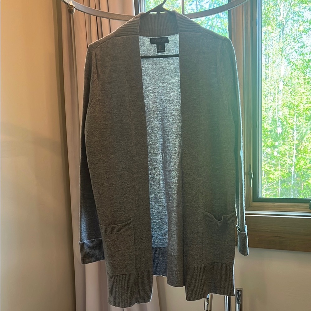 Gray Open Front Cardigan